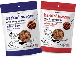 Vitafur Barkin' Burger Bison + Beef Combo Pack Grain-Free Dehydrated Dog Treats, 2 count, 5-oz bag slide 1 of 5