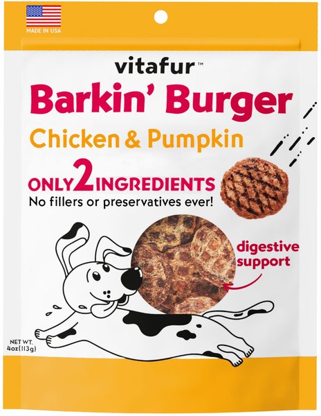 Vitafur Barkin Burger Variety Pack Pumpkin Flavor Dog Treat, 4-oz bag
