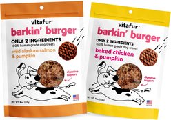 Vitafur Barkin' Burger Chicken + Salmon Combo Pack Grain-Free Dehydrated Dog Treats, 2 count, 4-oz bag