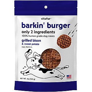 Vitafur Barkin' Burger Grilled Bison Dehydrated Dog Treats, 5-oz bag