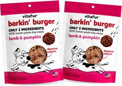 Vitafur Barkin' Burger Only 2 Ingredients Lamb & Pumpkin Limited Ingredient Grain-Free Dehydrated Dog Treats, 4-oz bag, 2 count