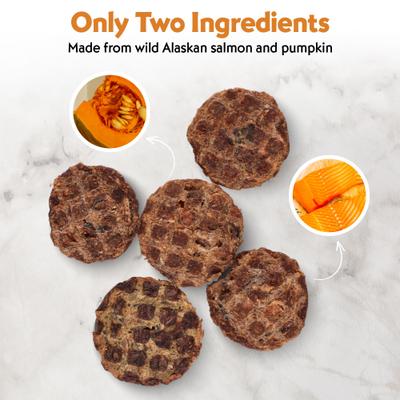 Show full view: Vitafur Barkin' Burger Only 2 Ingredients Salmon + Beef Combo Pack Grain-Free Dehydrated Dog Treats, 4-oz bag, 2 count slide 7 of 8