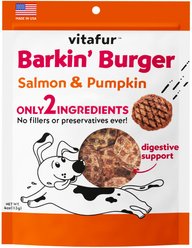 Vitafur Barkin Burger Salmon & Pumpkin Dog Treat, 4-oz bag