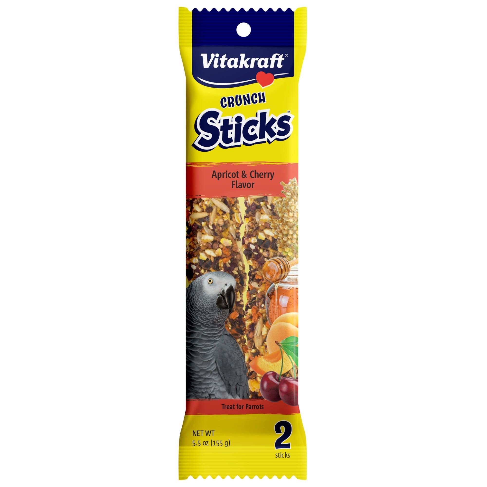Vitakraft Crunch Sticks Apricot & Cherry Parrot Bird Treat Toy