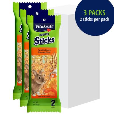 Show full view: Vitakraft Crunch Sticks Carrot & Honey Rabbit Treat, 9-oz bag, 3 count slide 2 of 11