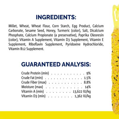 Show full view: Vitakraft Crunch Sticks Egg & Honey Flavor Parakeet Bird Treats, 2 count slide 4 of 9
