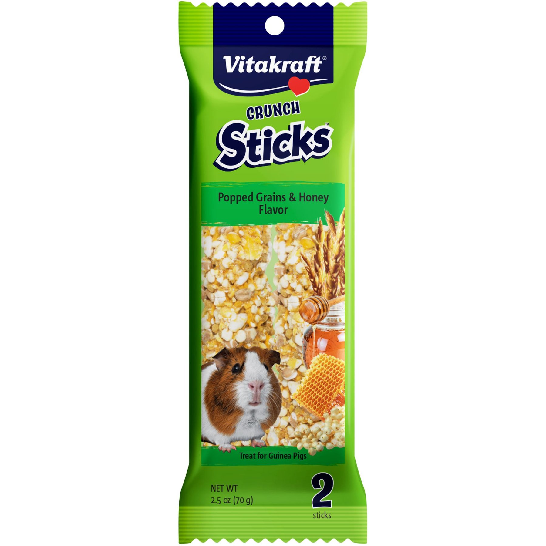 Vitakraft Crunch Sticks Popped Grains & Honey Flavor Guinea Pig Treat, 6 count