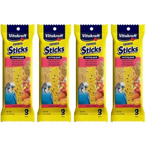Vitakraft Crunch Sticks Honey, Egg & Apple Variety Pack Parakeet Bird Treat Toy, 10-oz bag, 4 count