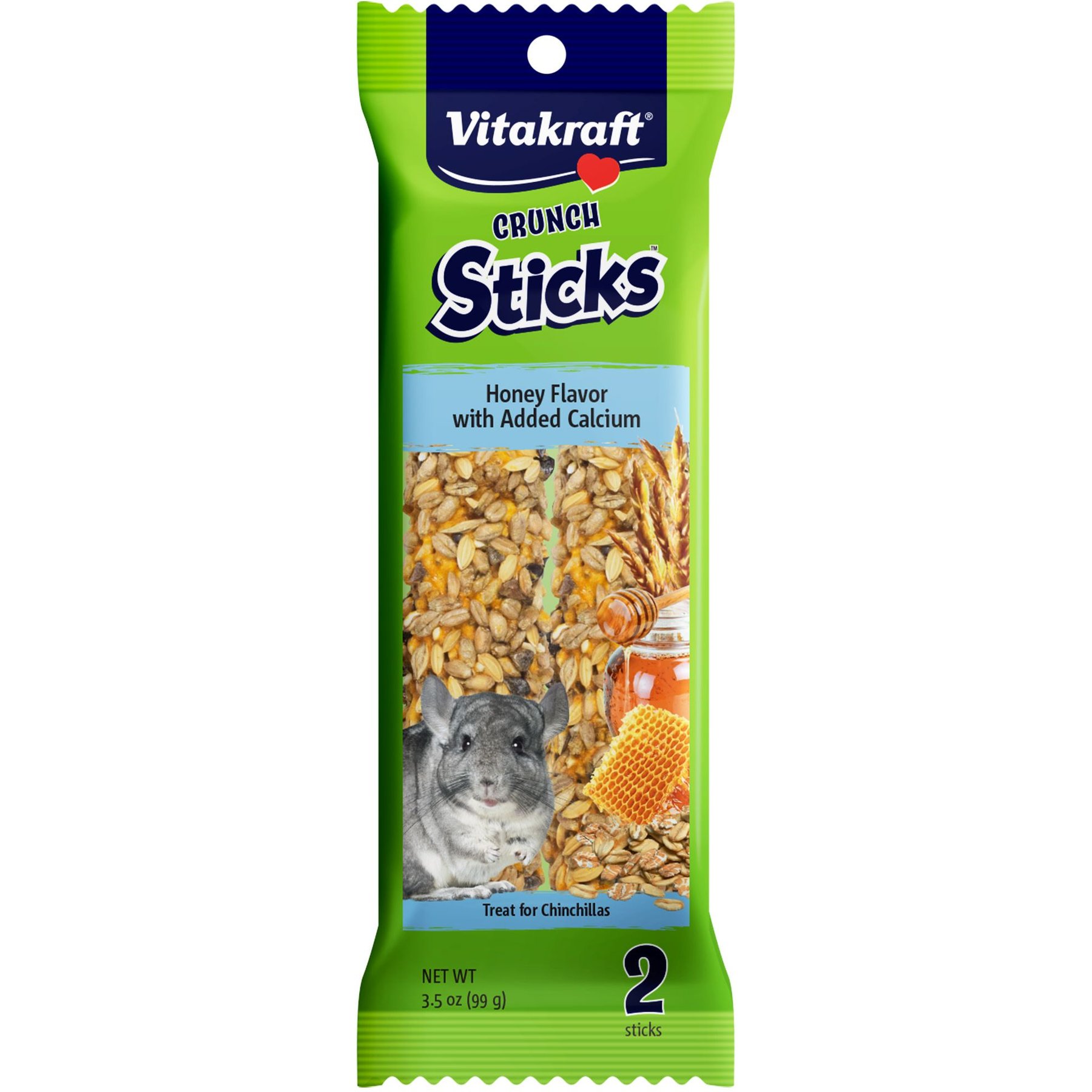 Vitakraft Crunch Sticks Honey Flavor with Added Calcium Chinchilla Treat, 6 count