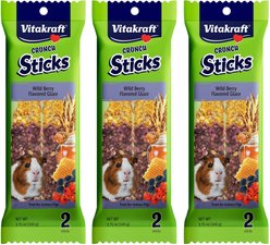 Vitakraft Crunch Sticks Wild Berry & Honey Guinea Pig Chewable Treats, 11.25-oz bag, 3 count