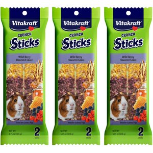 Vitakraft Crunch Sticks Wild Berry & Honey Guinea Pig Chewable Treats, 11.25-oz bag, 3 count