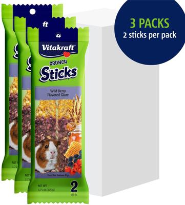 Show full view: Vitakraft Crunch Sticks Wild Berry & Honey Guinea Pig Chewable Treats, 11.25-oz bag, 3 count slide 2 of 10
