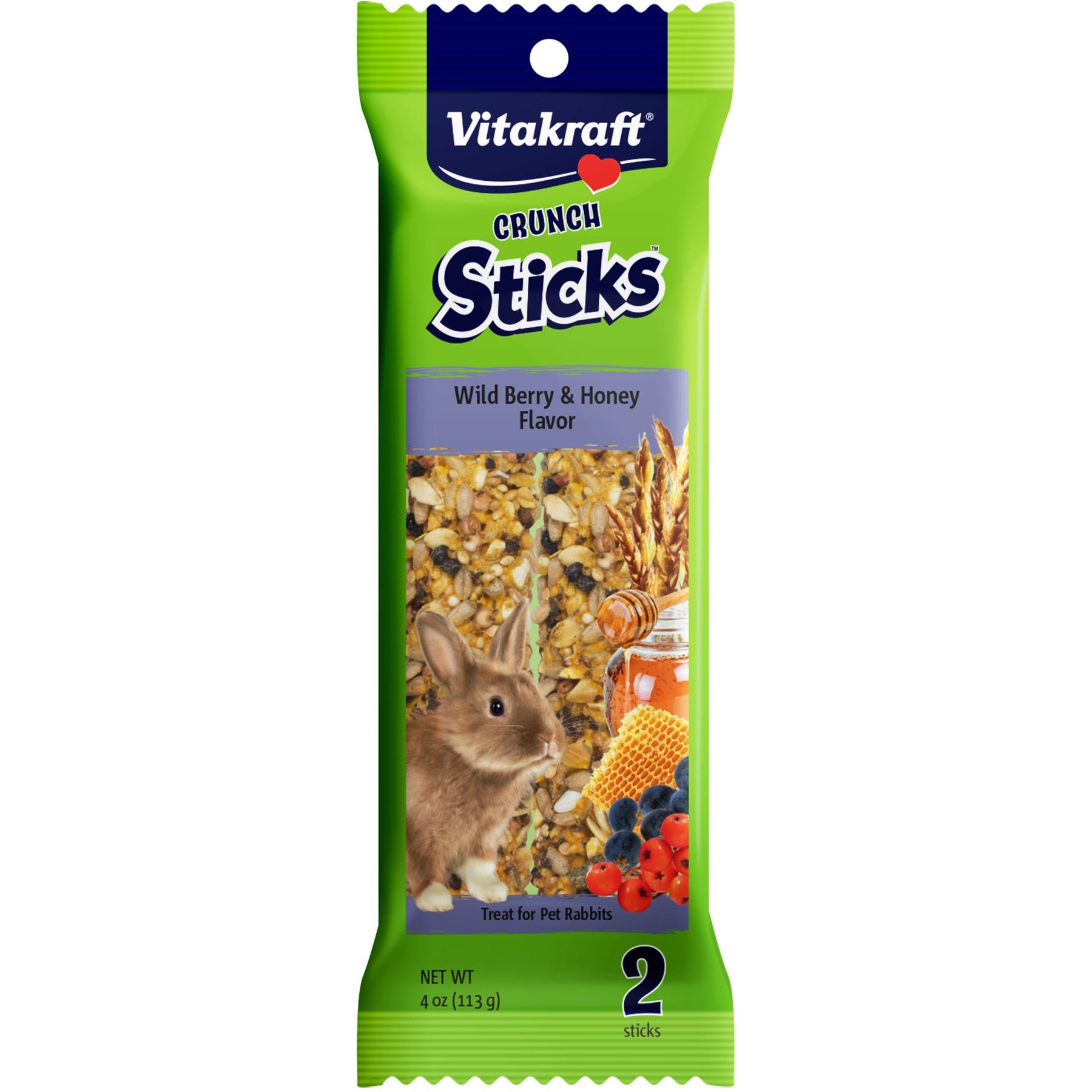 Vitakraft Crunch Sticks Wild Berry & Honey Flavor Rabbit Treat, 6 count