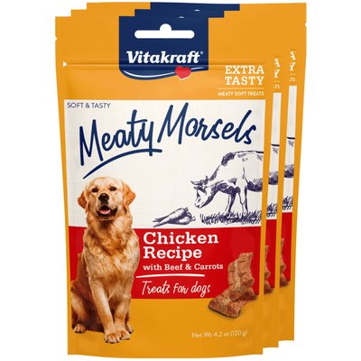 Vitakraft Vitakraft Meaty Morsels Chicken Recipe with Beef Soft & Chewy Dog Treats, 4.2-oz bag, 3 count