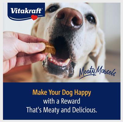 Show full view: Vitakraft Meaty Morsels Chicken Recipe with Beef Soft & Chewy Dog Treats, 4.2-oz bag, 3 count slide 8 of 11