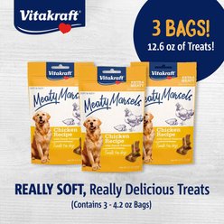 Vitakraft Meaty Morsels Chicken Recipe with Potato Soft & Chewy Dog Treats, 4.2-oz bag, 3 count slide 2 of 9