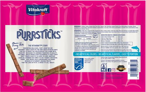 Show full view: Vitakraft PurrSticks Meaty Chicken with Salmon Segmented & Breakable Deliciously Tender Cat Treats, 4 count, pack of 6 slide 4 of 11