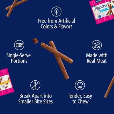 Show full view: Vitakraft PurrSticks Meaty Chicken with Salmon Segmented & Breakable Deliciously Tender Cat Treats, 4 count, pack of 6 slide 9 of 11