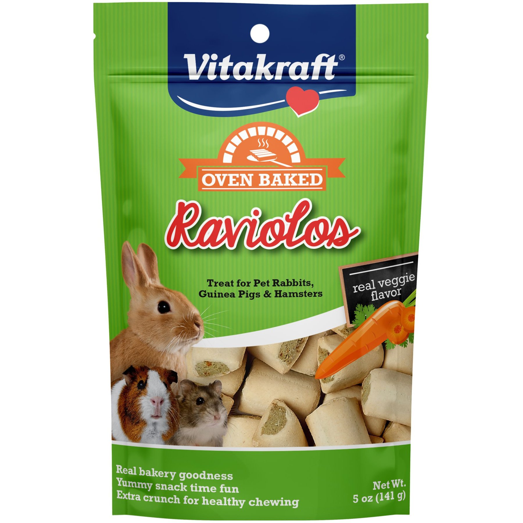 Vitakraft Raviolos Made with Real Vegetables Rabbit, Guinea Pig & Hamster Small Animal Treats, 5-oz bag
