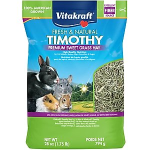 Vitakraft Timothy Hay Guinea Pig, Rabbit Chinchilla & Small Animal Food, 1.75-lb bag