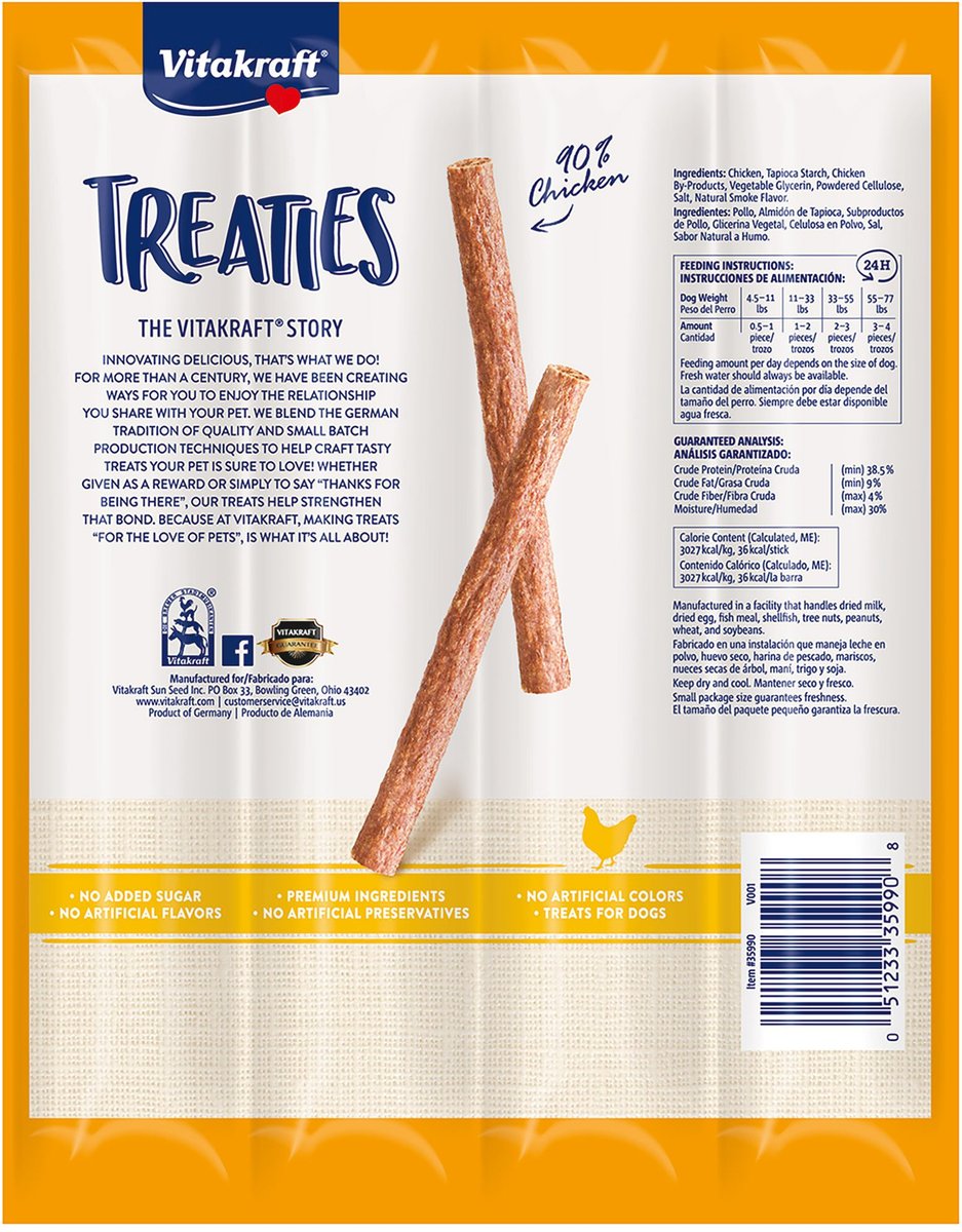 Vitakraft Treaties Chicken & Sweet Potato Soft & Chewy Dog Treats, 16 count
