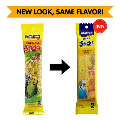 Show full view: Vitakraft Triple Baked Crunch Sticks Egg & Honey Flavor Parakeet Treat, 2 pack, bundle of 2 slide 2 of 9