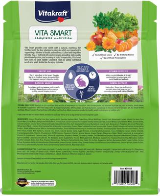 Show full view: Vitakraft VitaSmart Complete Nutrition Natural Foraging Blend Rabbit Food, 4-lb bag slide 2 of 7