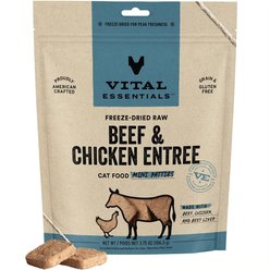 Vital Essentials Beef & Chicken Entree Cat Food Mini Patties Grain-Free Freeze-Dried Raw Cat Food, 3.75-oz bag