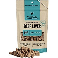 Vital Essentials Beef Liver Freeze-Dried Raw Dog Treats, 2.1-oz bag