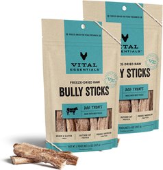 Vital Essentials Bully Sticks Treats Freeze-Dried Raw Dog Treats, 2.8-oz bundle
