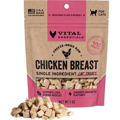 Vital Essentials Vital Essentials Chicken Breast Single Ingredient Freeze-Dried Cat Treats, 1-oz bag