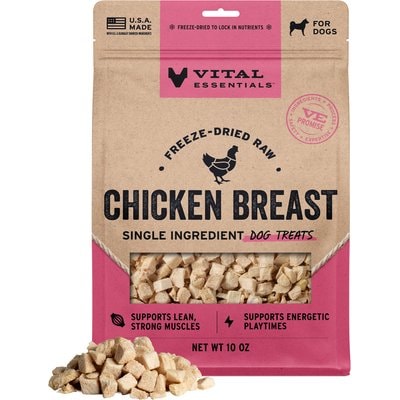Vital Essentials Vital Essentials Chicken Breast Single Ingredient Freeze-Dried Dog Treats, 10-oz bag