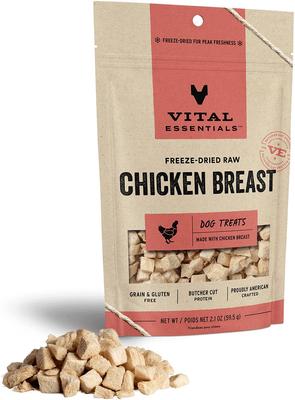 Show full view: Vital Essentials Chicken Breast Treats + Chicken Hearts Freeze-Dried Raw Dog Treats slide 2 of 10