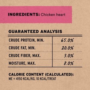 Vital Essentials Chicken Hearts Single Ingredient Freeze-Dried Dog Treats, 3.75-oz bag