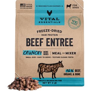 Vital Essentials Crunchy Mini Nibs Raw Beef Entree Freeze-Dried Dog Food & Topper, 3-lb bag