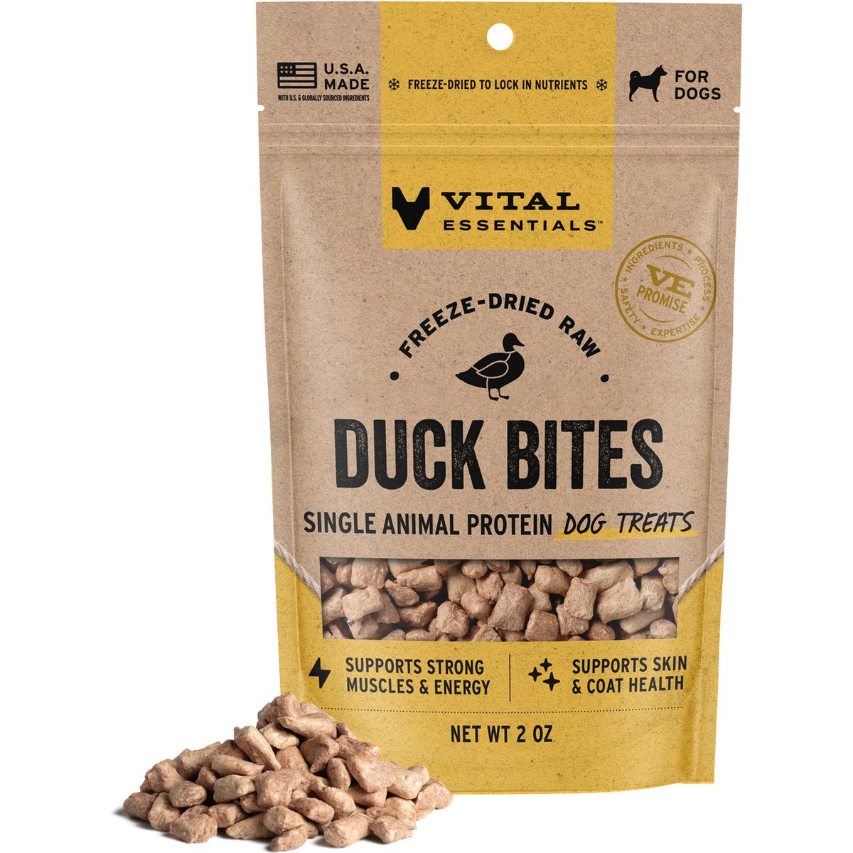 Vital Essentials Duck Bites Freeze-Dried Dog Treats, 2-oz bag