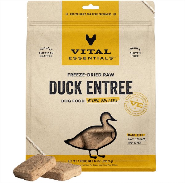 Vital Essentials Duck Mini Patties Entree Freeze-Dried Raw Dog Food