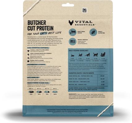 Show full view: Vital Essentials Freeze-Dried Raw Beef & Chicken Entree Cat Food, 8-oz bag slide 3 of 7