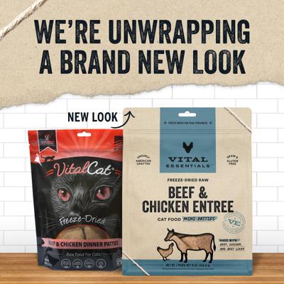 Show full view: Vital Essentials Freeze-Dried Raw Beef & Chicken Entree Cat Food, 8-oz bag slide 4 of 7