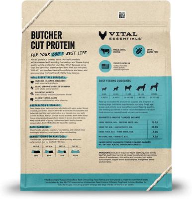 Show full view: Vital Essentials Freeze-Dried Raw Beef Patties Entree Dog Food, 30-oz bag slide 3 of 9