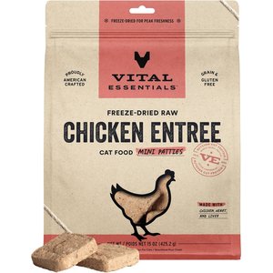 Vital Essentials Freeze-Dried Raw Chicken Mini Patties Entree Cat Food, 15-oz bag