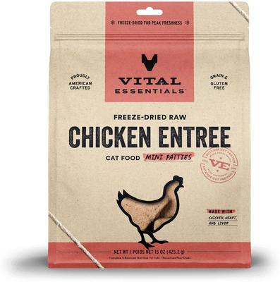 Show full view: Vital Essentials Freeze-Dried Raw Chicken Mini Patties Entree Cat Food, 15-oz bag slide 4 of 7