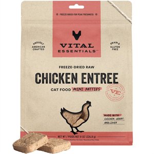 Vital Essentials Freeze-Dried Raw Chicken Mini Patties Entree Cat Food, 8-oz bag