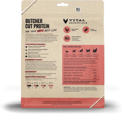 Show full view: Vital Essentials Freeze-Dried Raw Chicken Mini Patties Entree Cat Food, 8-oz bag slide 3 of 8