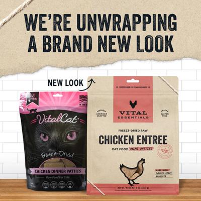 Show full view: Vital Essentials Freeze-Dried Raw Chicken Mini Patties Entree Cat Food, 8-oz bag slide 4 of 8