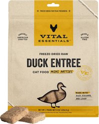 Vital Essentials Freeze-Dried Raw Duck Mini Patties Entree Cat Food, 8-oz bag