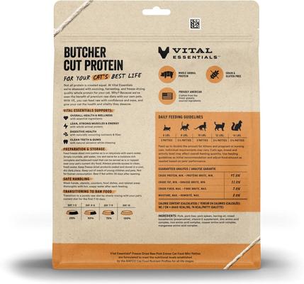 Show full view: Vital Essentials Freeze-Dried Raw Pork Mini Patties Entree Cat Food, 8-oz bag slide 3 of 8