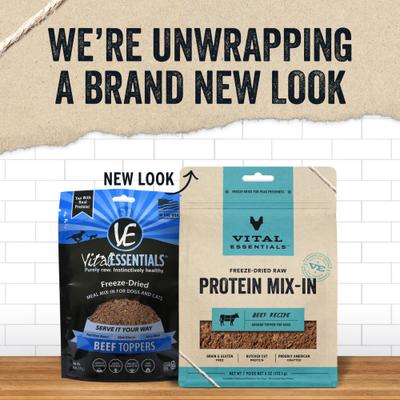 Show full view: Vital Essentials Freeze-Dried Raw Protein Mix-In Beef Recipe Ground Dog Food Topper, 6-oz bag slide 4 of 8