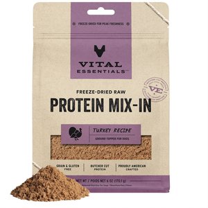 Vital Essentials Freeze-Dried Raw Protein Mix-In Turkey Recipe Ground Dog Food Topper, 6-oz bag