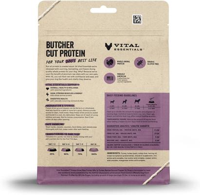 Show full view: Vital Essentials Freeze-Dried Raw Protein Mix-In Turkey Recipe Ground Dog Food Topper, 6-oz bag slide 3 of 8